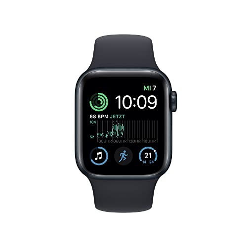 Apple Watch SE (2. Generation) (GPS + Cellular, 40mm) Smartwatch - Aluminiumgehäuse Mitternacht, Sportarmband Mitternacht - Regular. Fitness-und Schlaftracker, Unfallerkennung, Herzfrequenzmesser