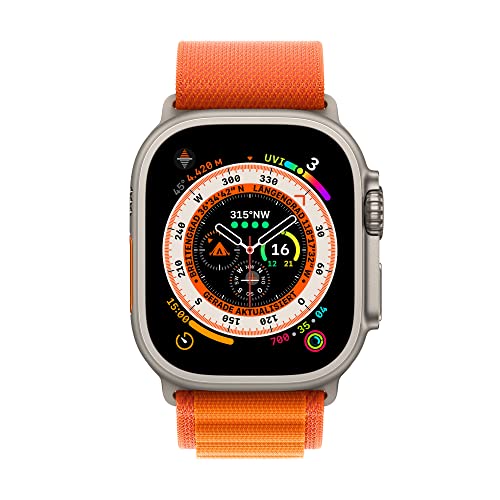Apple Watch Ultra (GPS + Cellular, 49mm) Smartwatch - Titangehäuse, Alpine Loop Orange - Medium. Fitnesstracker, präzisesGPS, Aktionstaste, extra Lange Batterielaufzeit, helleres Retina Display