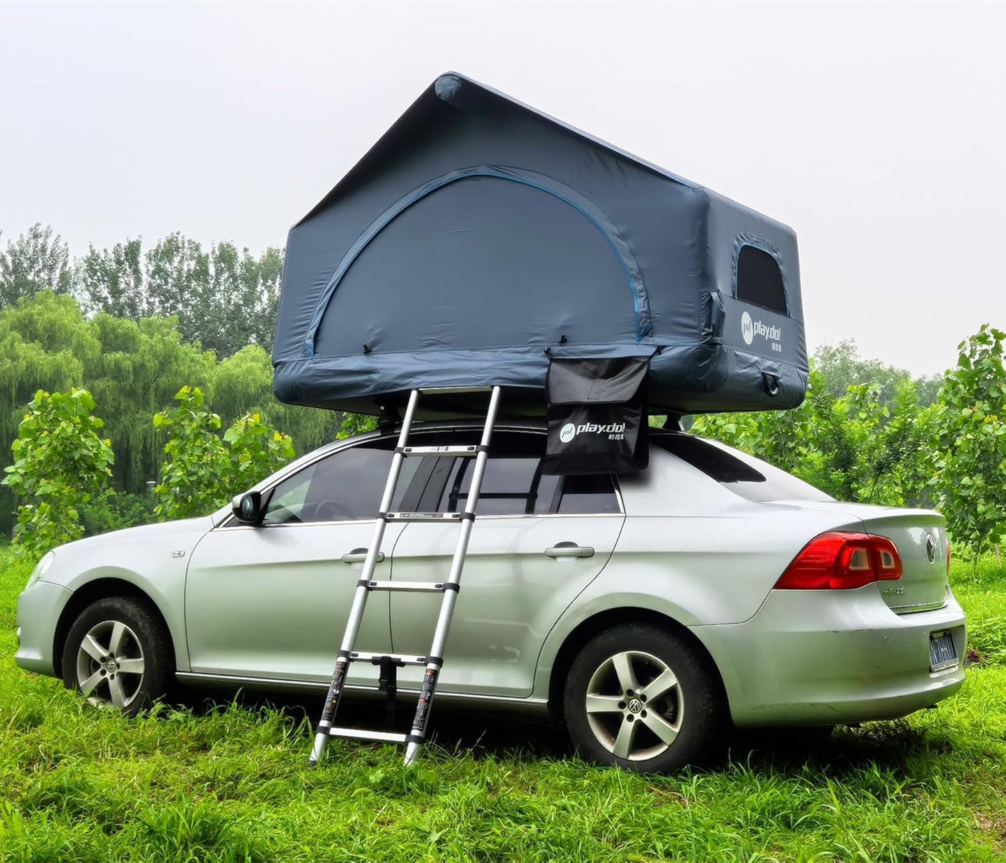 TentHome Dachzelt Aufblasbar Auto 2 Personen Autodachzelt Einfacher Aufbau Outdoor-Glamping-Camping Zelt für SUV, LKW und Universal-Autozelt Grau
