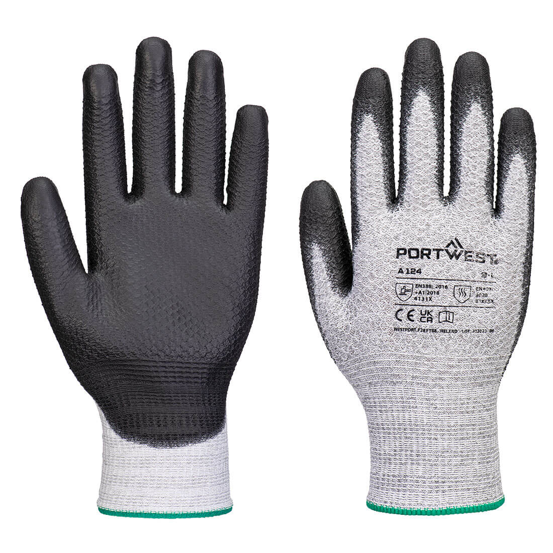Portwest Grip 13 PU Diamond Strickhandschuh (Pk12) – A124 – Grau/Schwarz