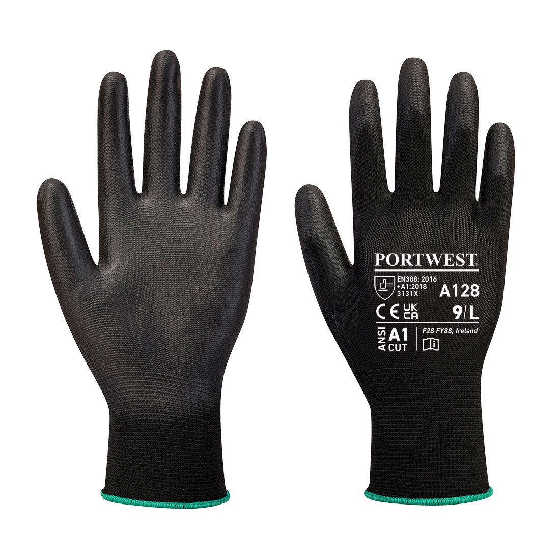 Portwest PU-Handschuh Latexfrei - in Verkaufsverpackung – A128 – Schwarz