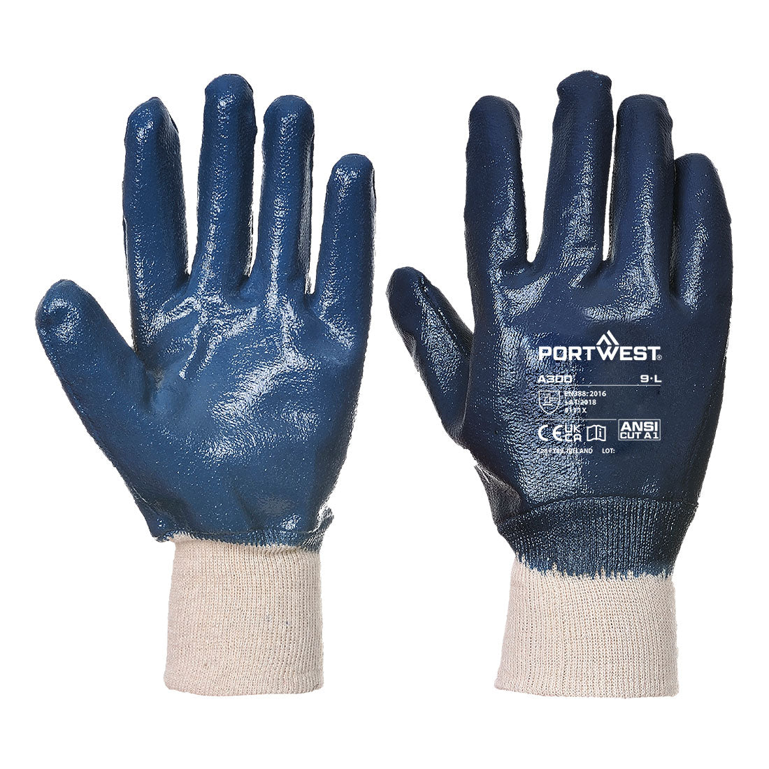Portwest Nitrilhandschuh Mit Strickbund – A300 – Marine