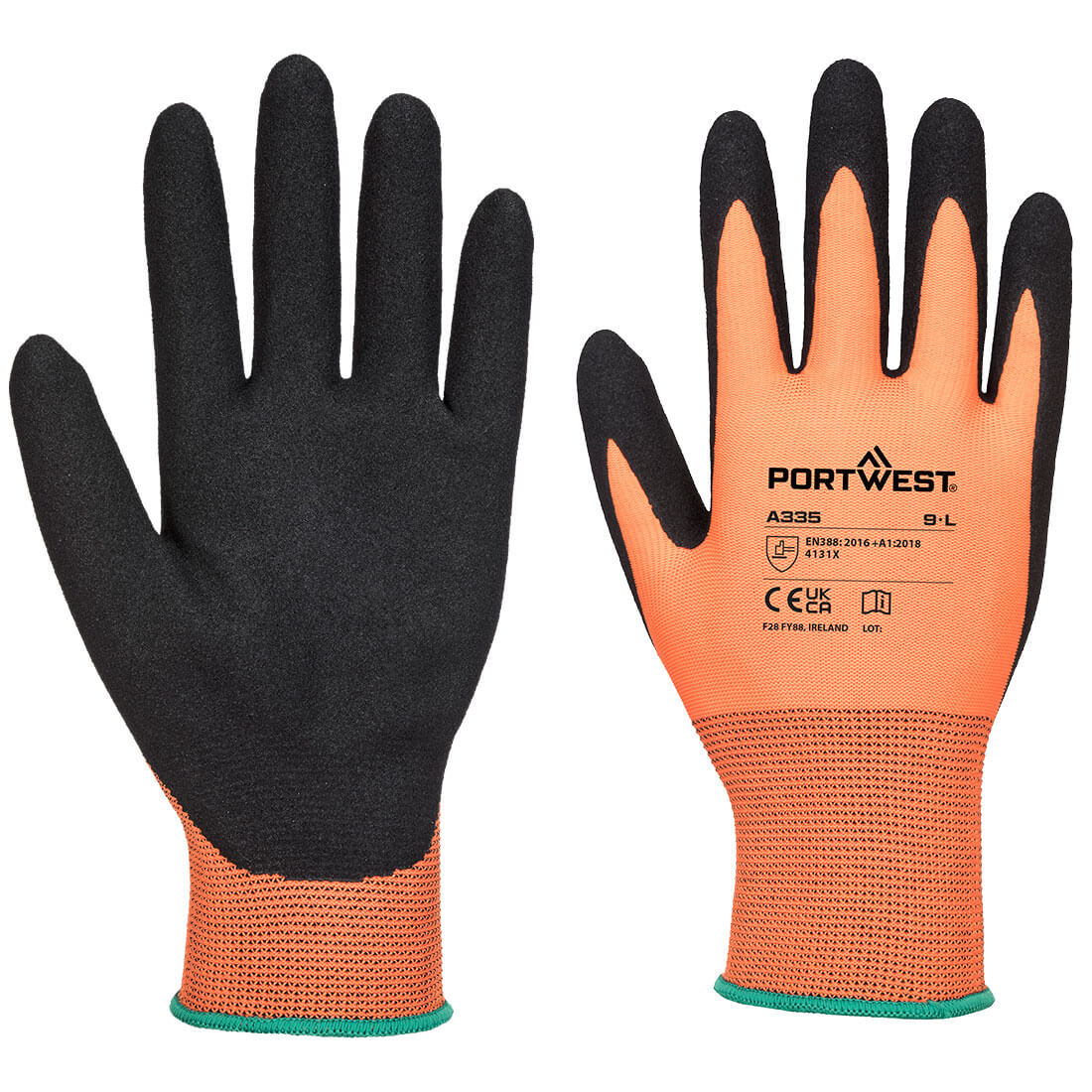 Portwest Dermi-Grip NPR15 Nitril-Handschuh – A335 – Orange/Schwarz
