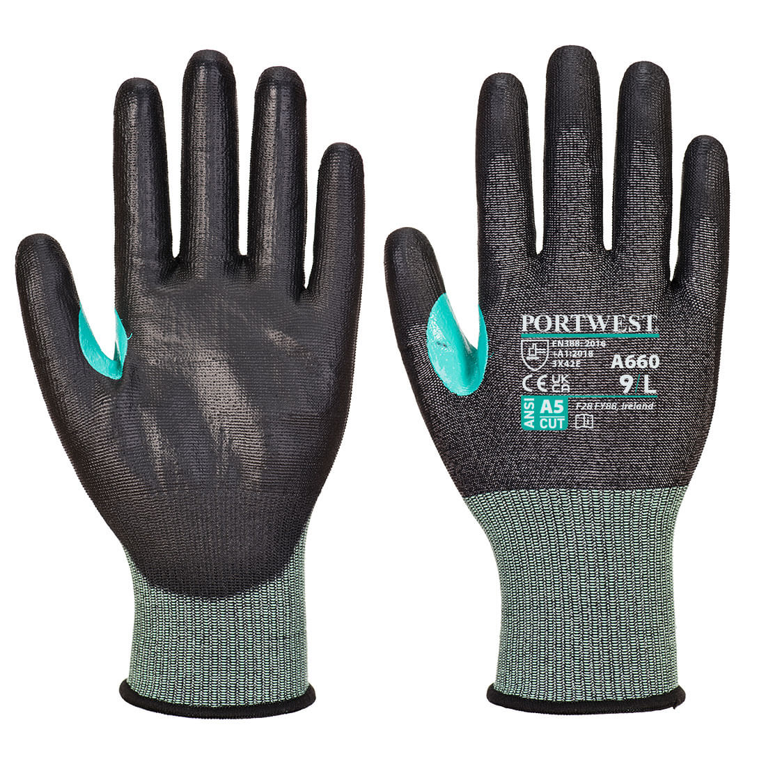 Portwest CS VHR18 PU-Schnittschutzhandschuh – A660 – Schwarz