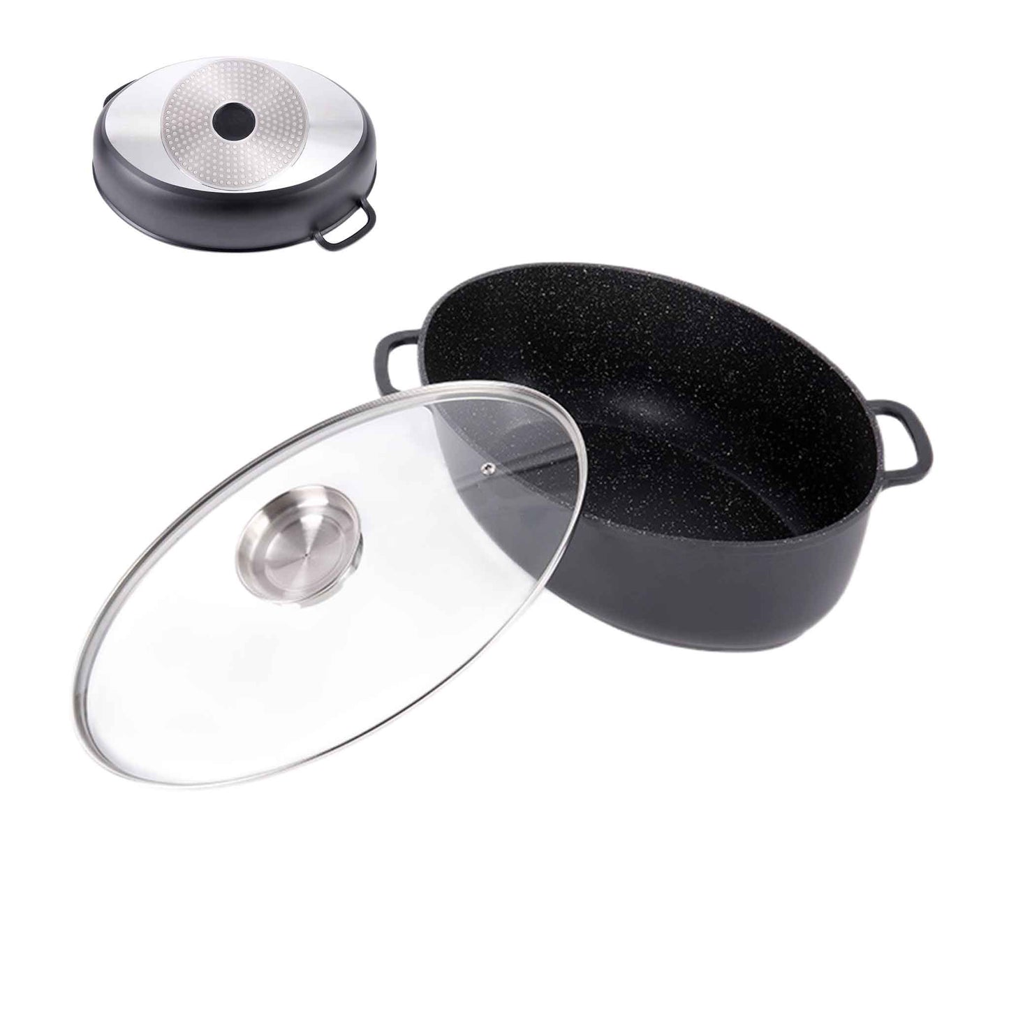 Alu Guss Oval Bräter ø38cm Induktion Topf Schmortopf Anti Haft