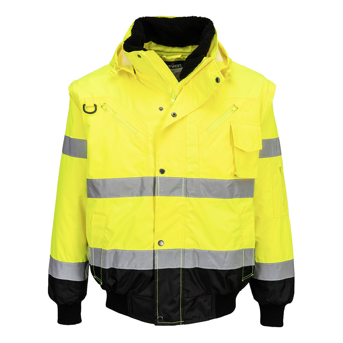 Warnschutz 3-in-1 Kontrast Pilotjacke – Gelb/Schwarz – Arbeitsjacke