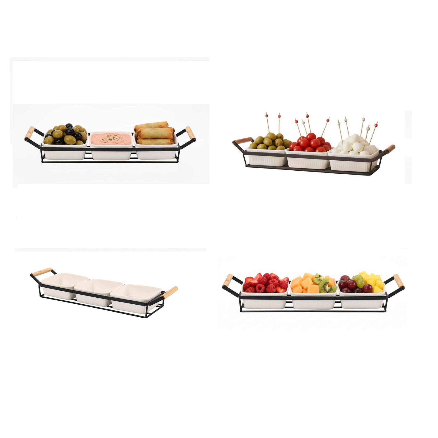 CF-5004-Servierset 4-tlg Keramik Schalen Snacks Dips Antipasti