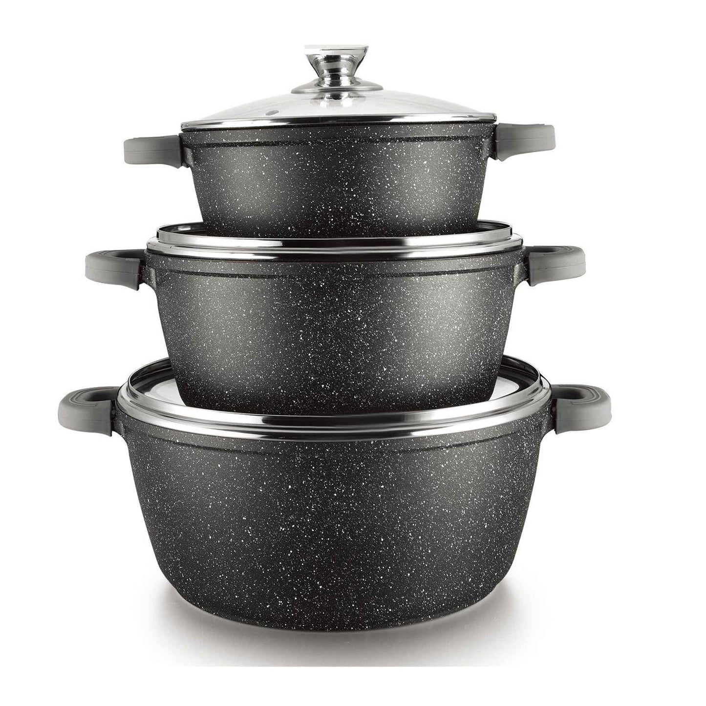 Kochtopfset 20-24-28CM 6 tlg Topf Induktion Alu Guss Pfanne Set