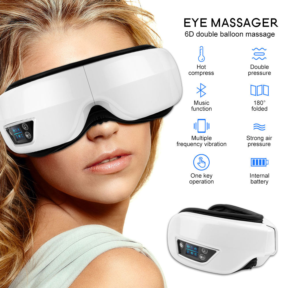 Augenmassagegerät 6D Smart Airbag Vibration Augenpflege Instrument Hot Compress Bluetooth Augenmassagebrille Ermüdungsbeutel & amp; Falten