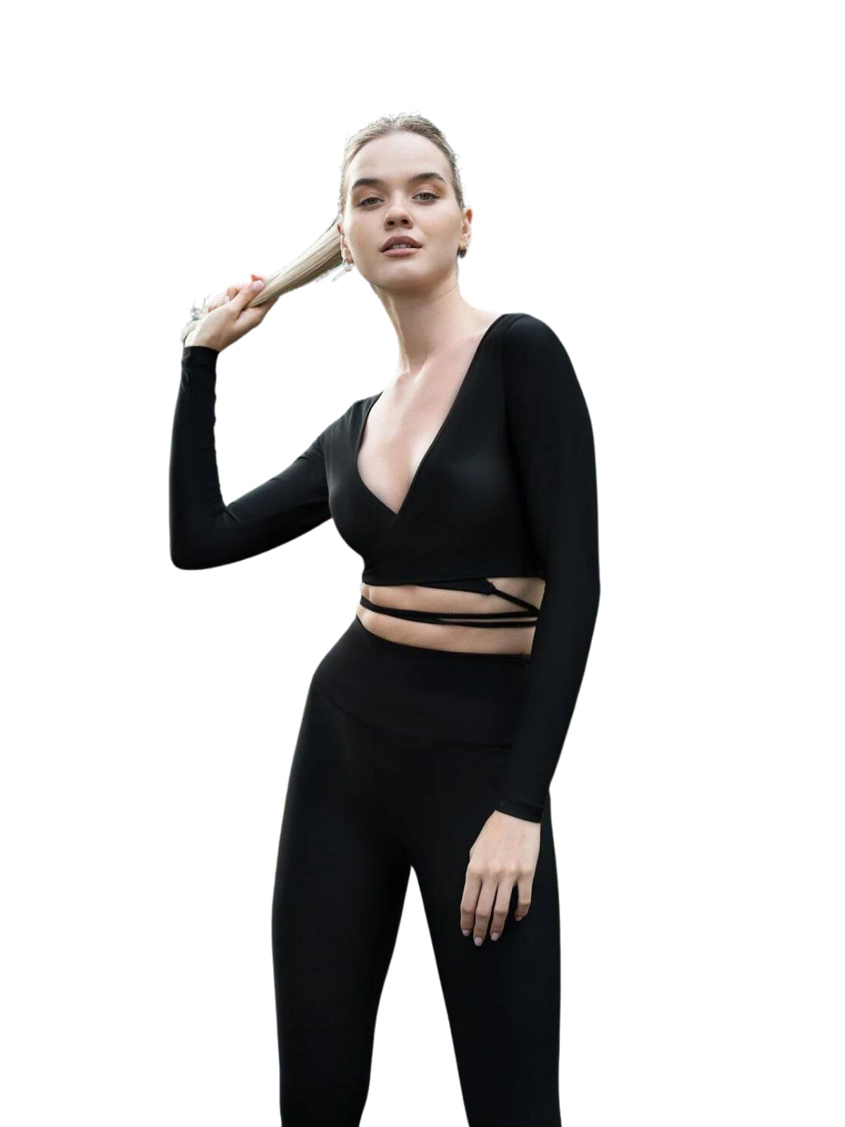 065 Langarm Top in Schwarz