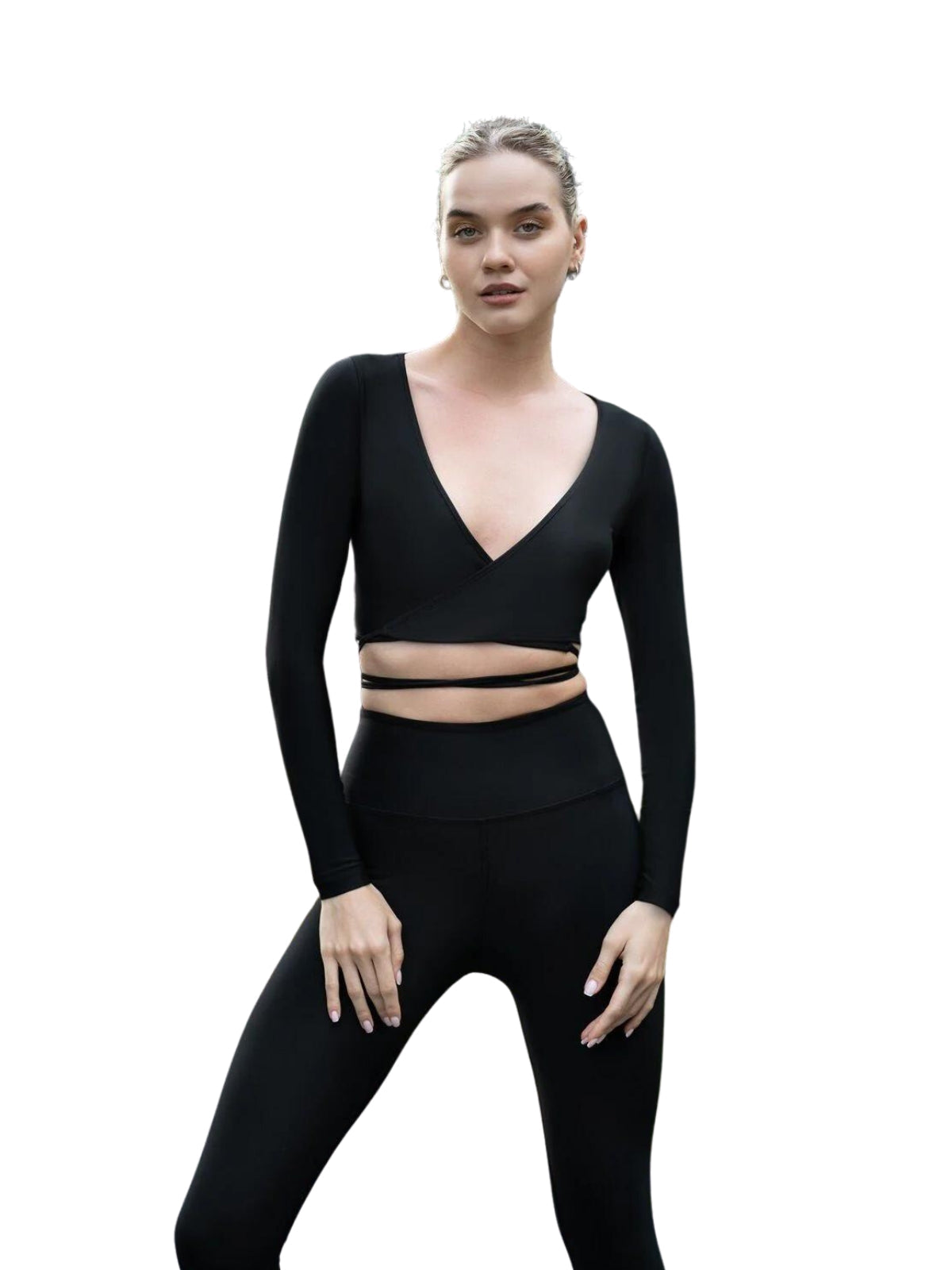 065 Langarm Top in Schwarz