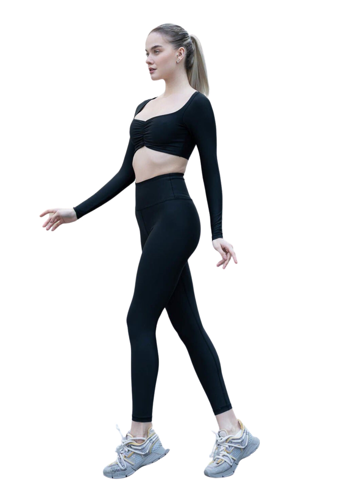 080 Ruffled Langarm Shirt in Schwarz