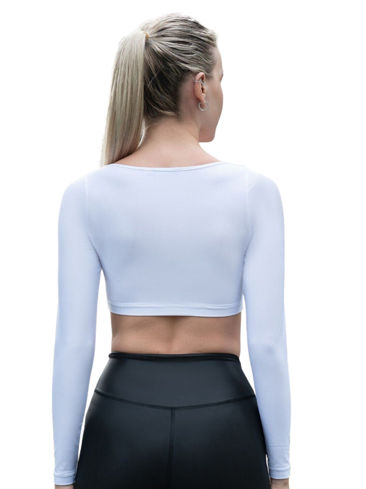 081 Ruffled Langarm Shirt in Weiss