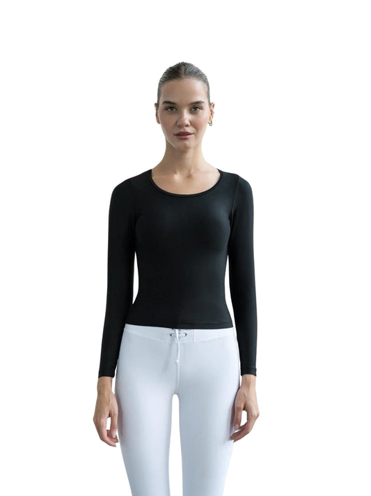 091 Langarm Top in Schwarz