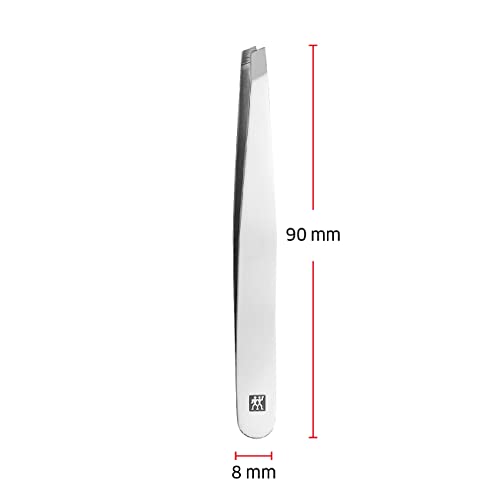 ZWILLING Schräge Pinzette für Präzise Augenbrauen Haarentfernung, Rostfreier Edelstahl Poliert, 90 mm