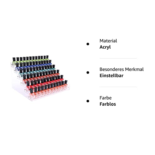 BTremary 6-tier Nagellack Aufbewahrung Organizer Display,Nagellackständer,Nagellack Regal,Acryl-Nagellack-Halter,Hält bis zu 96 Flaschen,parfüm aufbewahrung,Hautpflege-Organizer