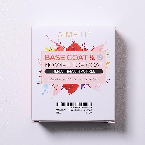 AIMEILI Base Coat Top Coat UV LED Gel Nagellack Gellack Unterlack & Überlack Set Nägel Maniküre Kit 2×10ml