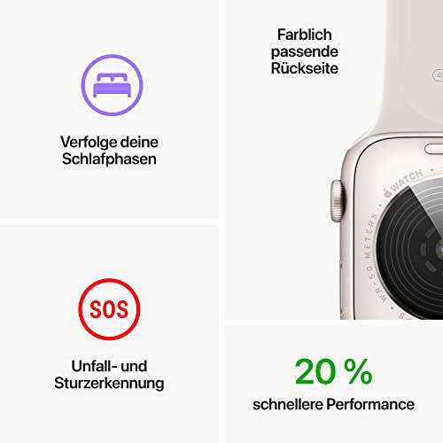Apple Watch SE (2. Generation) (GPS, 40mm) Smartwatch - Aluminiumgehäuse Silber, Sportarmband Weiß - Regular. Fitness-und Schlaftracker, Unfallerkennung, Herzfrequenzmesser, Wasserschutz