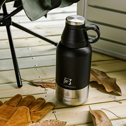 SALLY&FRIENDS Wasserflasche 950ml mit Zwei Näpfen aus Edelstahl,Isoliert, für Unterwegs und Reisen, Hundenapf, Trinkflasche,Thermosflasche,Hundezubehör, Welpentraining