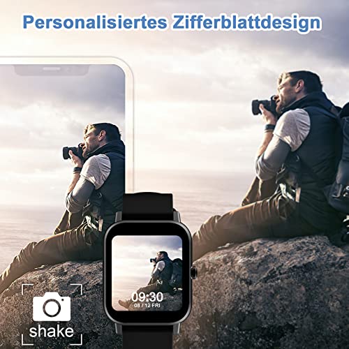 Blackview Smartwatch R3 Herren Damen Fitnessuhr,1,3 Zoll Smart Watch, Armbanduhr mit Pulsmesser Schlafmonitor Musiksteuerung SpO2,Schrittzähler Uhr Sportuhr, Aktivitätstracker für Android iOS,Schwarz