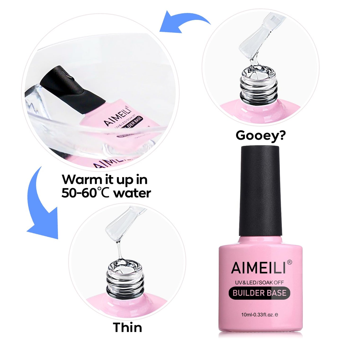 AIMEILI 8 in 1 Builder Nail Gel, Builder Gel In a Bottle Builder Base Quick Building Gel UV LED Nail Extension Gel Nagelverlängerung Gel - (163) 10ml