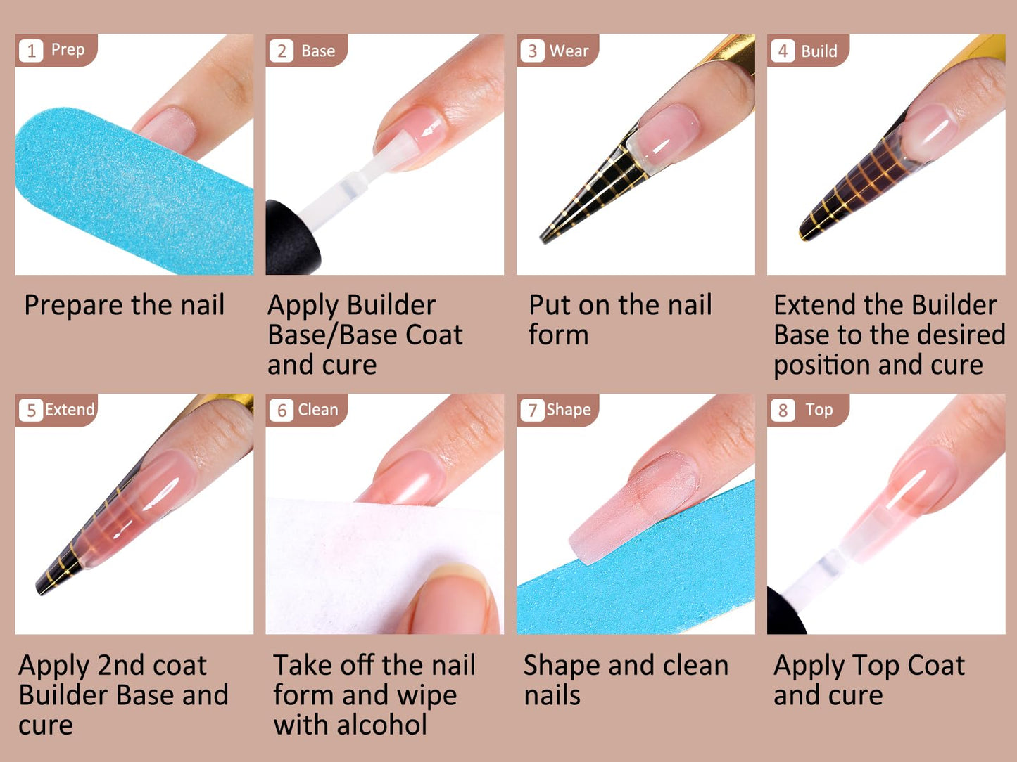 AIMEILI 8 in 1 Builder Nail Gel, Builder Gel In a Bottle Builder Base Quick Building Gel UV LED Nail Extension Gel Nagelverlängerung Gel - (163) 10ml