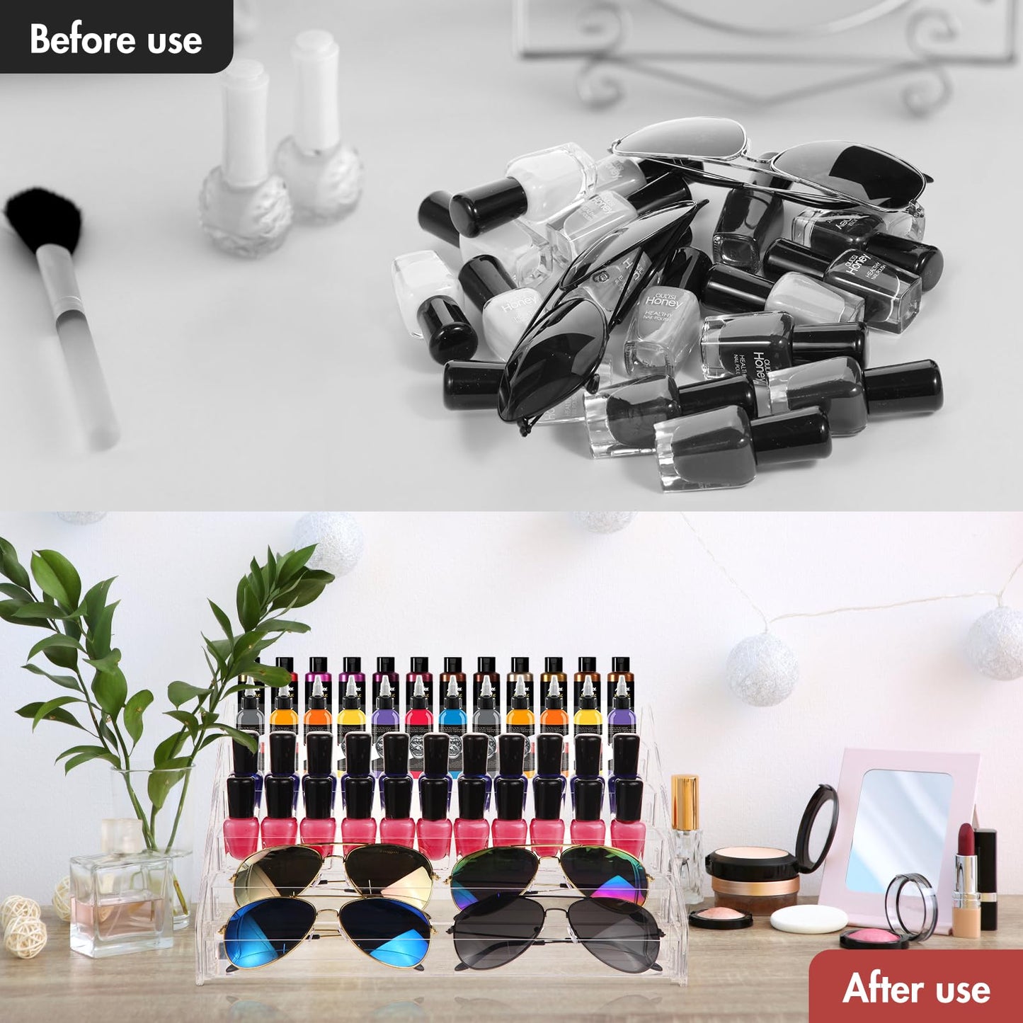 AusDaur Nagellack Aufbewahrung Organizer Regal, 6-Tier Klar Farbständer, Halter für Miniaturfarben, Gel-Nagellack, ätherischen Ölen und Sonnenbrille, erfüllt Künstler und Schönheitsbedürfnisse
