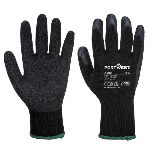 Portwest Grip Latex-Handschuh – A100 – Schwarz