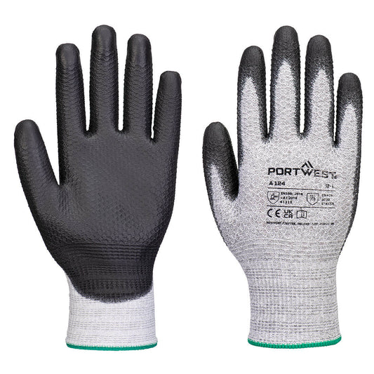Portwest Grip 13 PU Diamond Strickhandschuh (Pk12) – A124 – Grau/Schwarz
