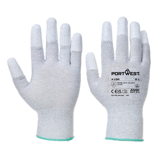 Portwest Antistatischer PU-Fingerspitzen Handschuh – A198 – Grau