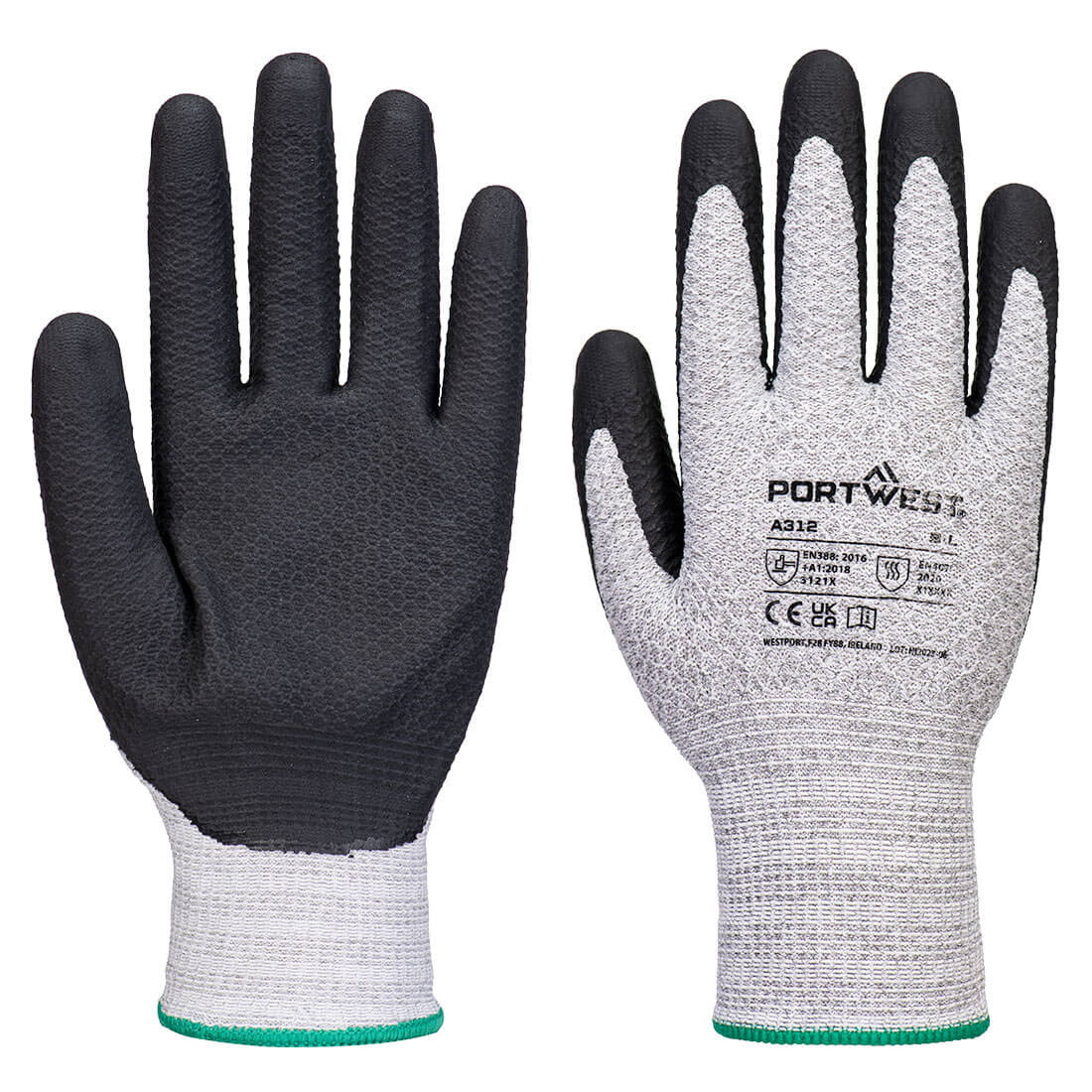 Portwest Grip 13 Nitrile Diamant-Strickhandschuh (Pk12) – A312 – Grau/Schwarz