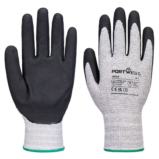 Portwest Grip 13 Nitrile Diamant-Strickhandschuh (Pk12) – A312 – Grau/Schwarz