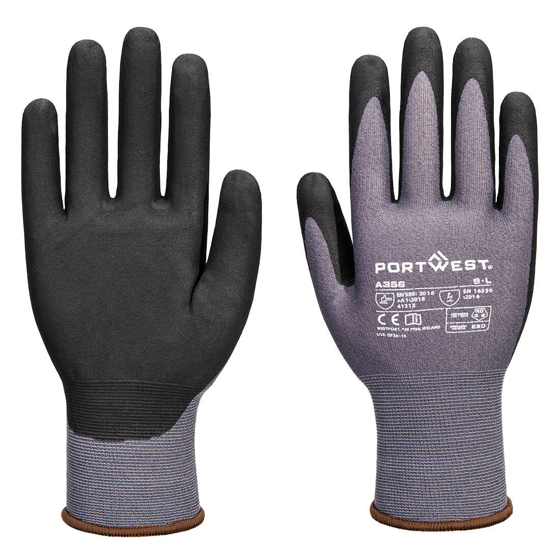 Portwest ESD 15 Nitril Essential Multipack (Pk12) – A356 – Grau/Schwarz