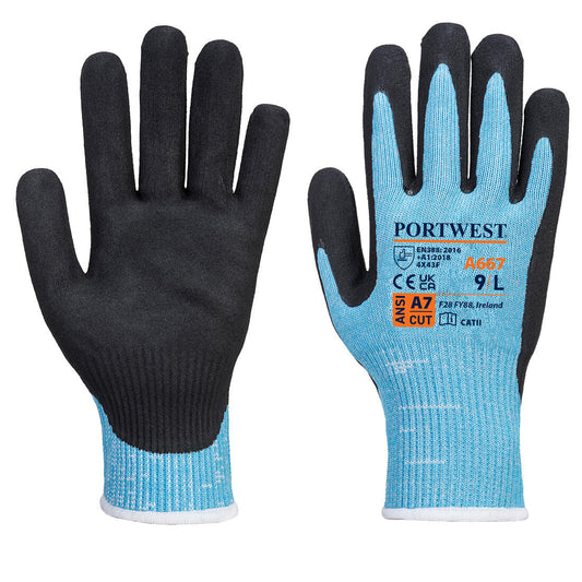Portwest Claymore Cut F13 Nitril-Handschuh – A667 – Blau/Schwarz