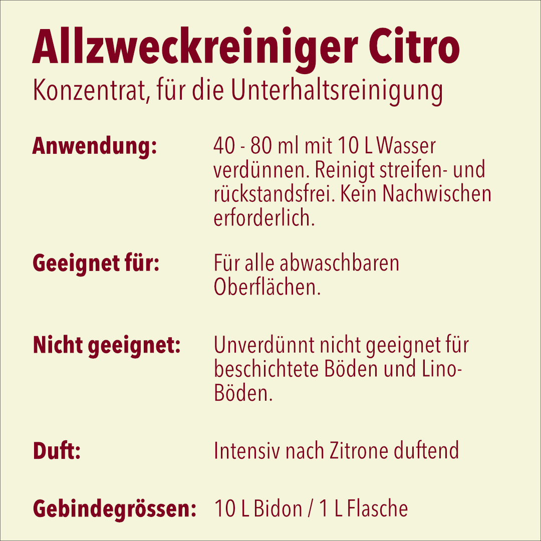 Allzweckreiniger, gelb Citro, ph 10-11, Palette mit 60 Kanister à 10 Liter