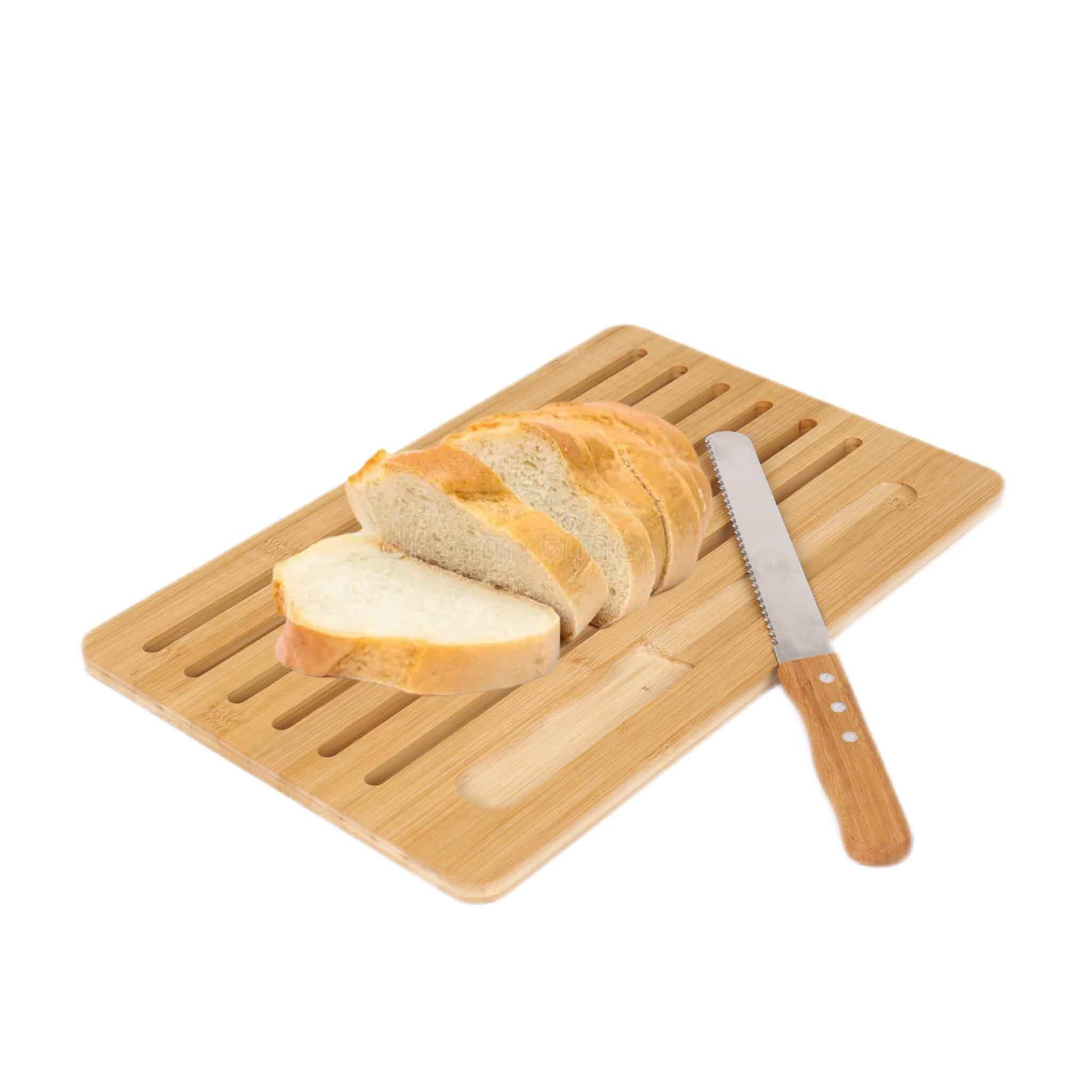 BCB41 Bambus Brot Schneidebrett mit Messer Brotschneidebrett Brotbrett 