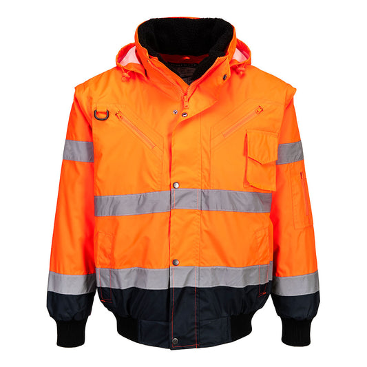 Warnschutz 3-in-1 Kontrast Pilotjacke – Orange/Marine – Arbeitsjacke