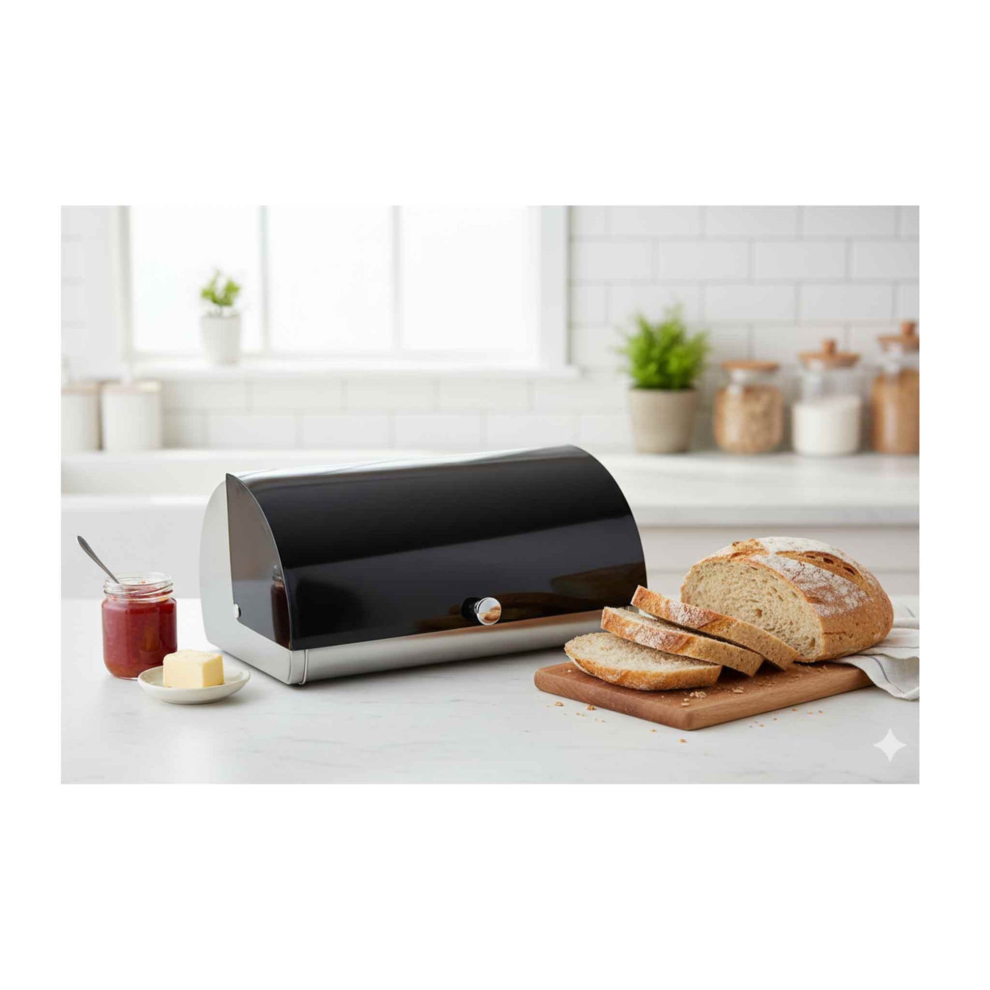 CF-BB38B Brotkasten Brotkorb Aufbewahrung box 38cm Klappdeckel Metall