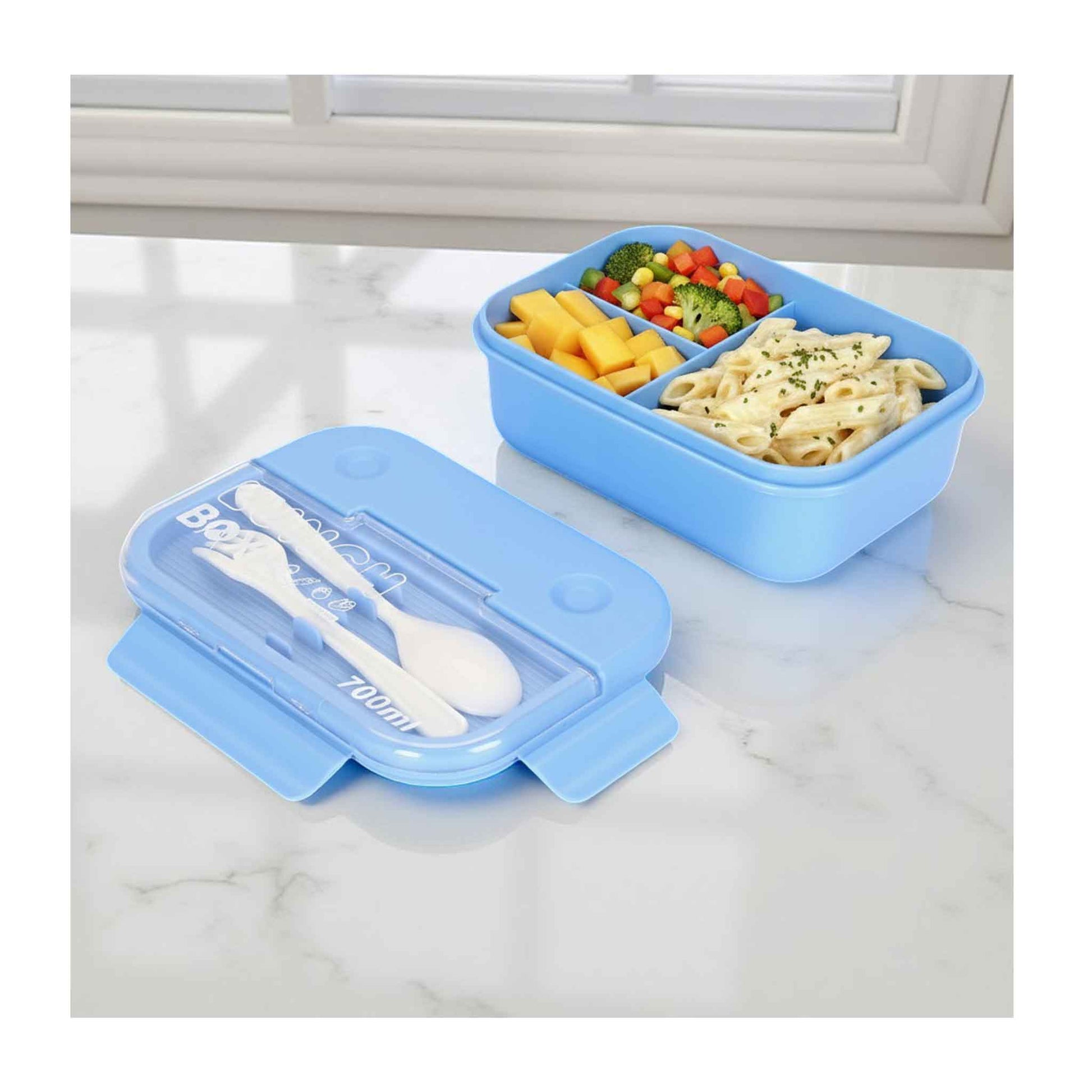 CF5032- Brotdose Besteck 3 Fächer Lunchbox Schule Büro Bentobox 700ml