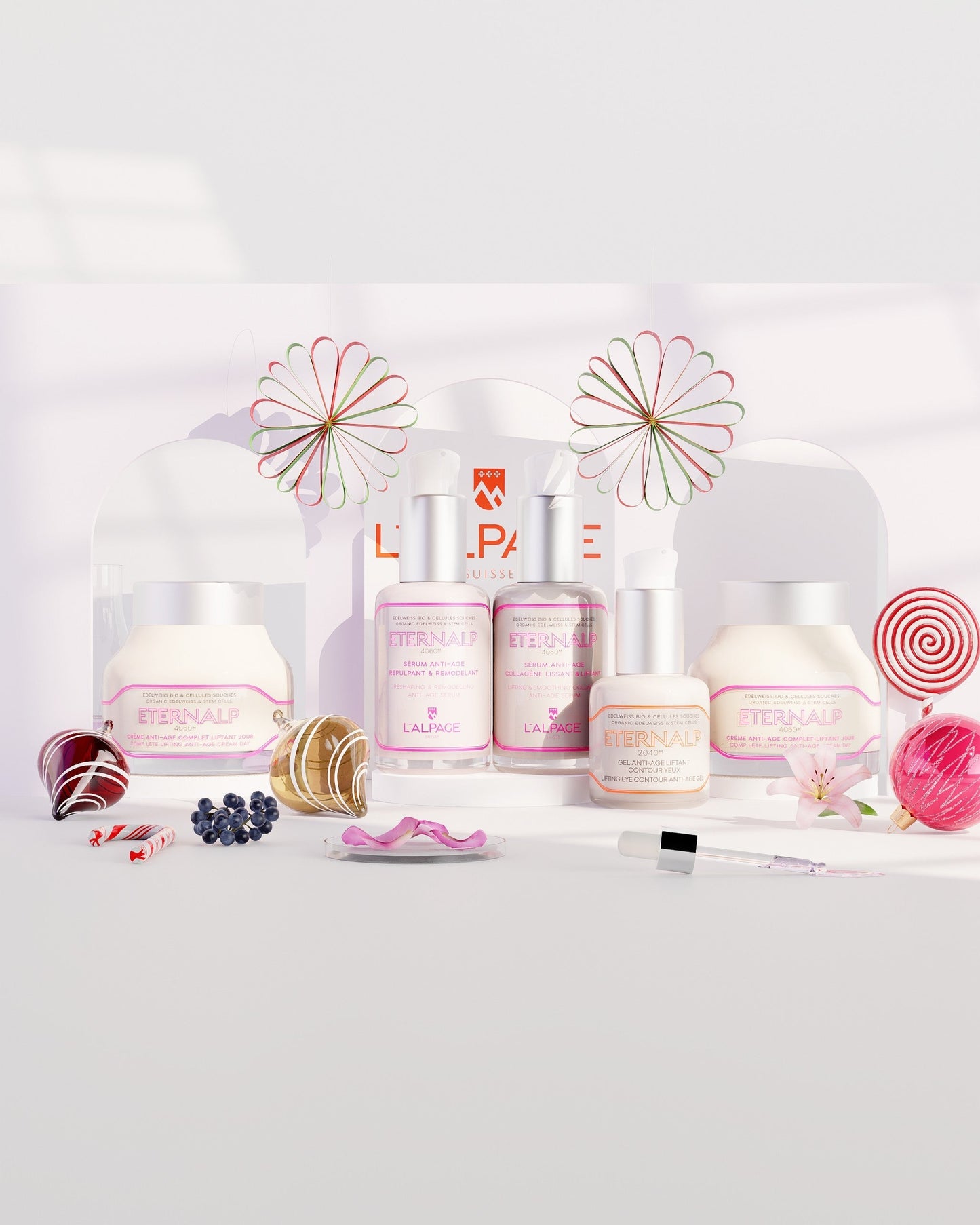 Set ou Coffret Cadeau Ultime Quintet Crème Anti-Age Liftant Jour 50ml & Nuit 50ml & Sérum Collagène Liftant & Sérum Anti-Age Repulpant Eternalp 4060m & Contour Yeux Eternalp 2040m