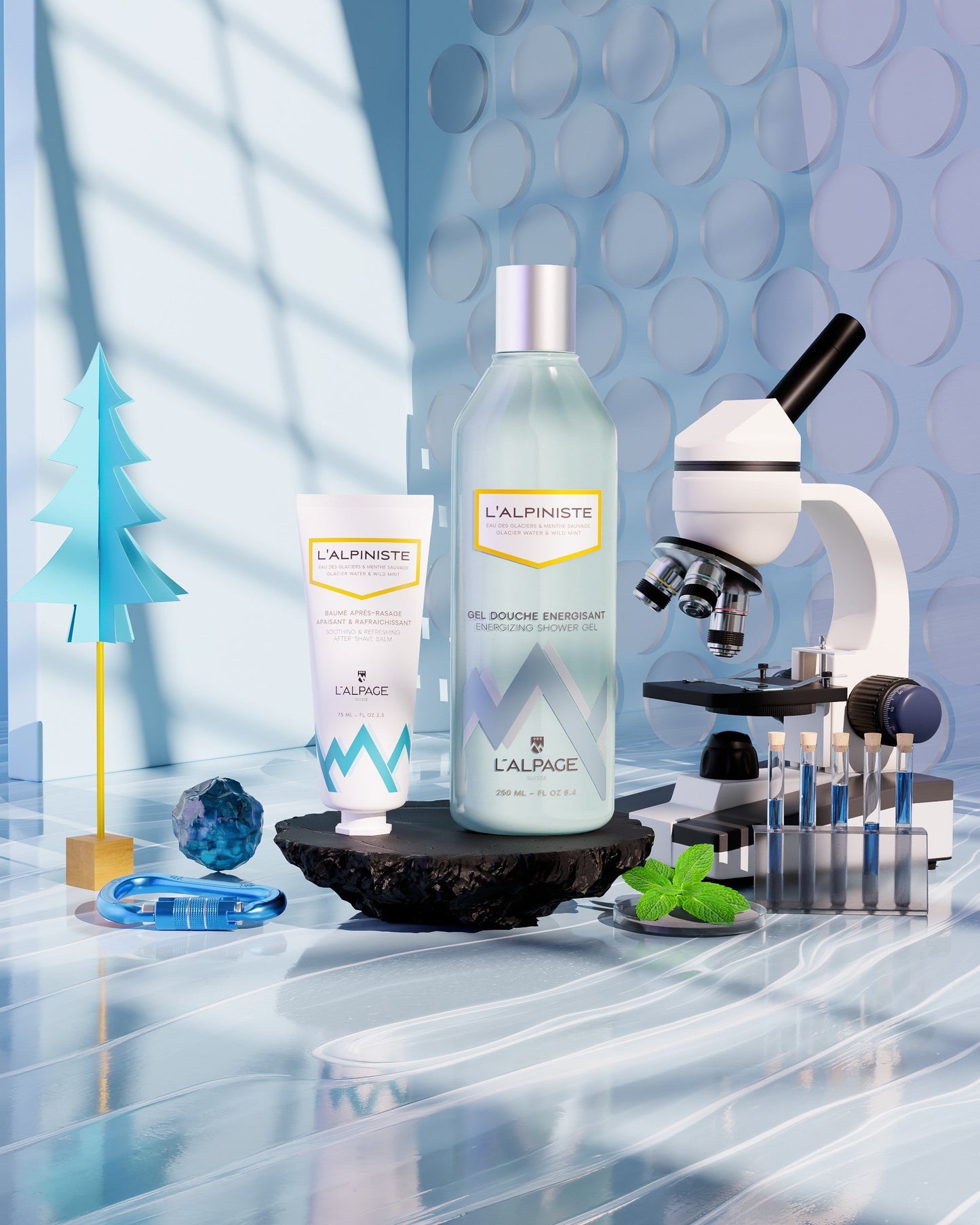 Set ou Coffret Cadeau Soin DUO Baume Après-Rasage Apaisant + Gel Douche Energisant L'ALPINISTE