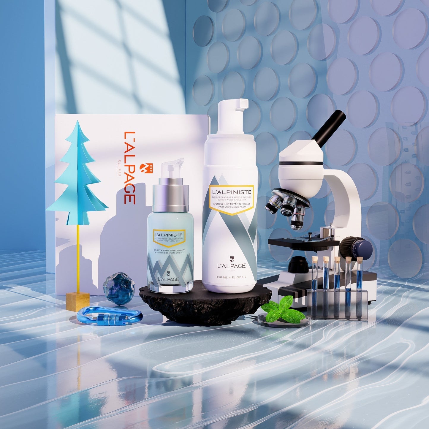 Set ou Coffret Cadeau DUO Gel Soin Complet Hydratant + Mousse Nettoyante L'ALPINISTE