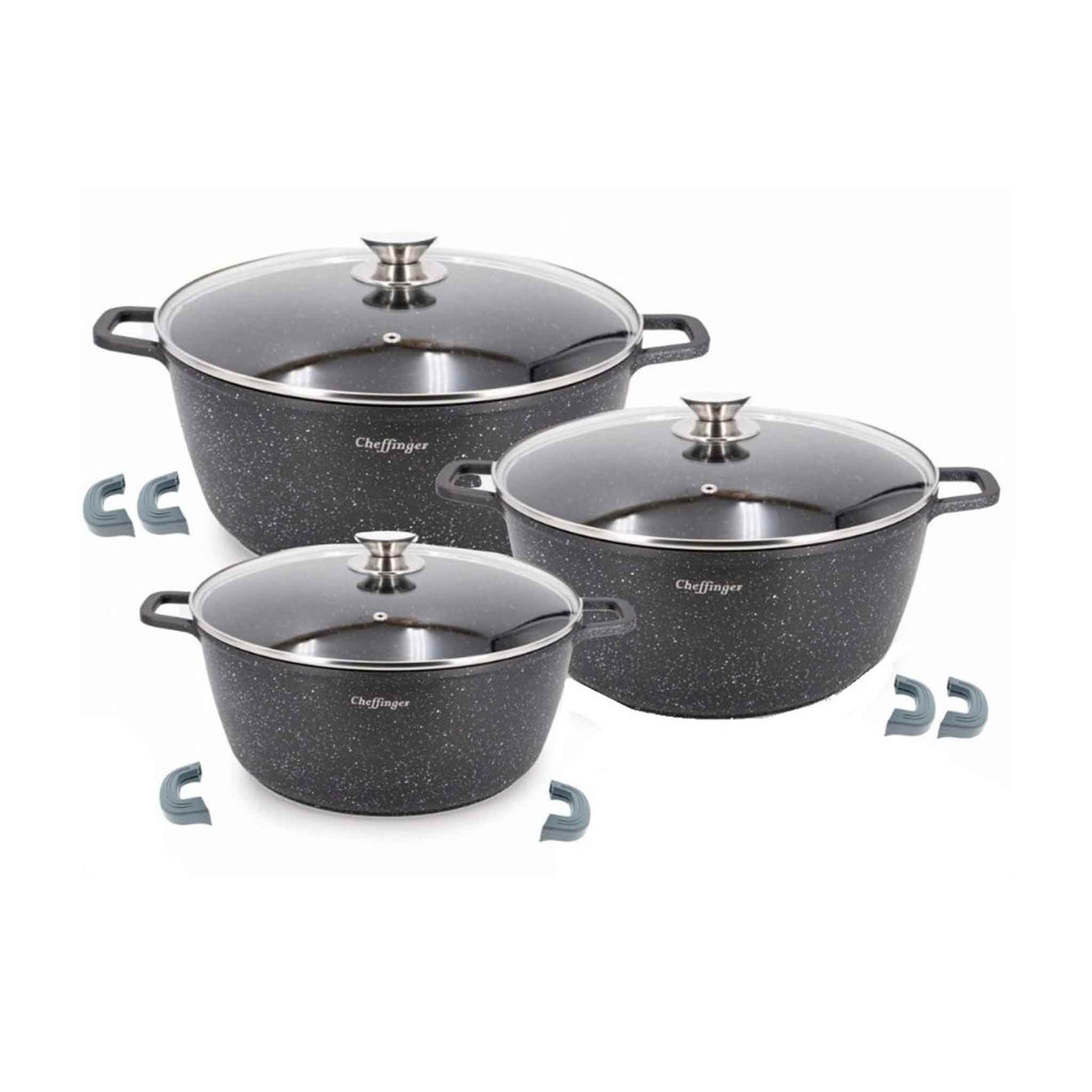 DCS01- XXL-Kochtopf Set 6 tgl. 32-36-40CM Topf Induktion Alu Guss