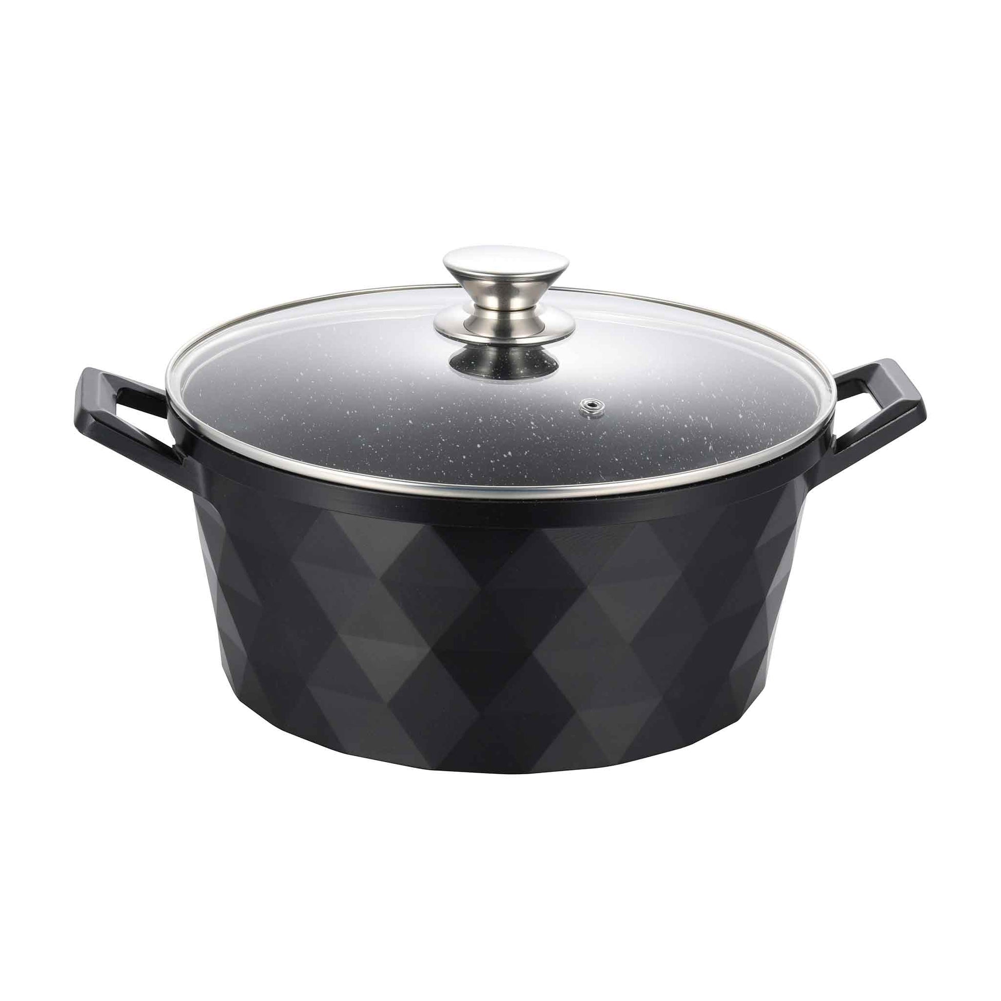 DIAC28 Schwarz Flacher Kochtopf – 28 cm