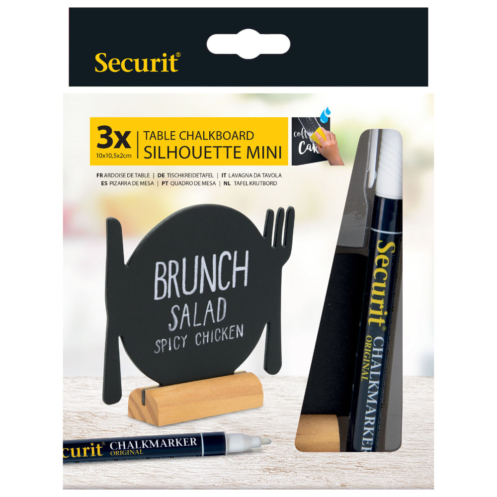 Securit®, Mini Tischkreidetafel "Teller und Besteck", 3er-Set