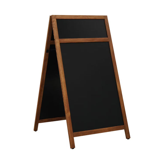 Holz Kundenstopper DIN A1 mit Topschild, Magnetisch, Dunkelbraun, Outdoor