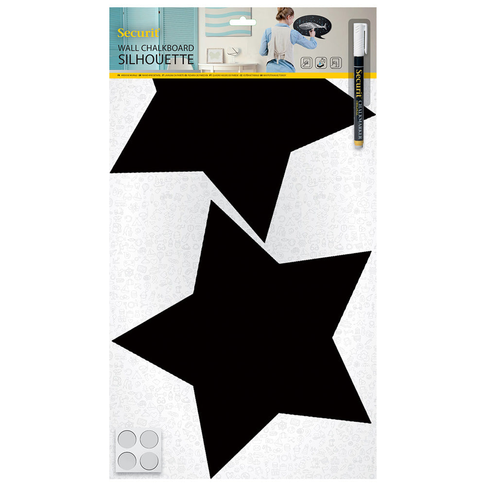 Securit® Wandkreidetafel Silhouette Sterne, 27x27cm, 2 Stk.