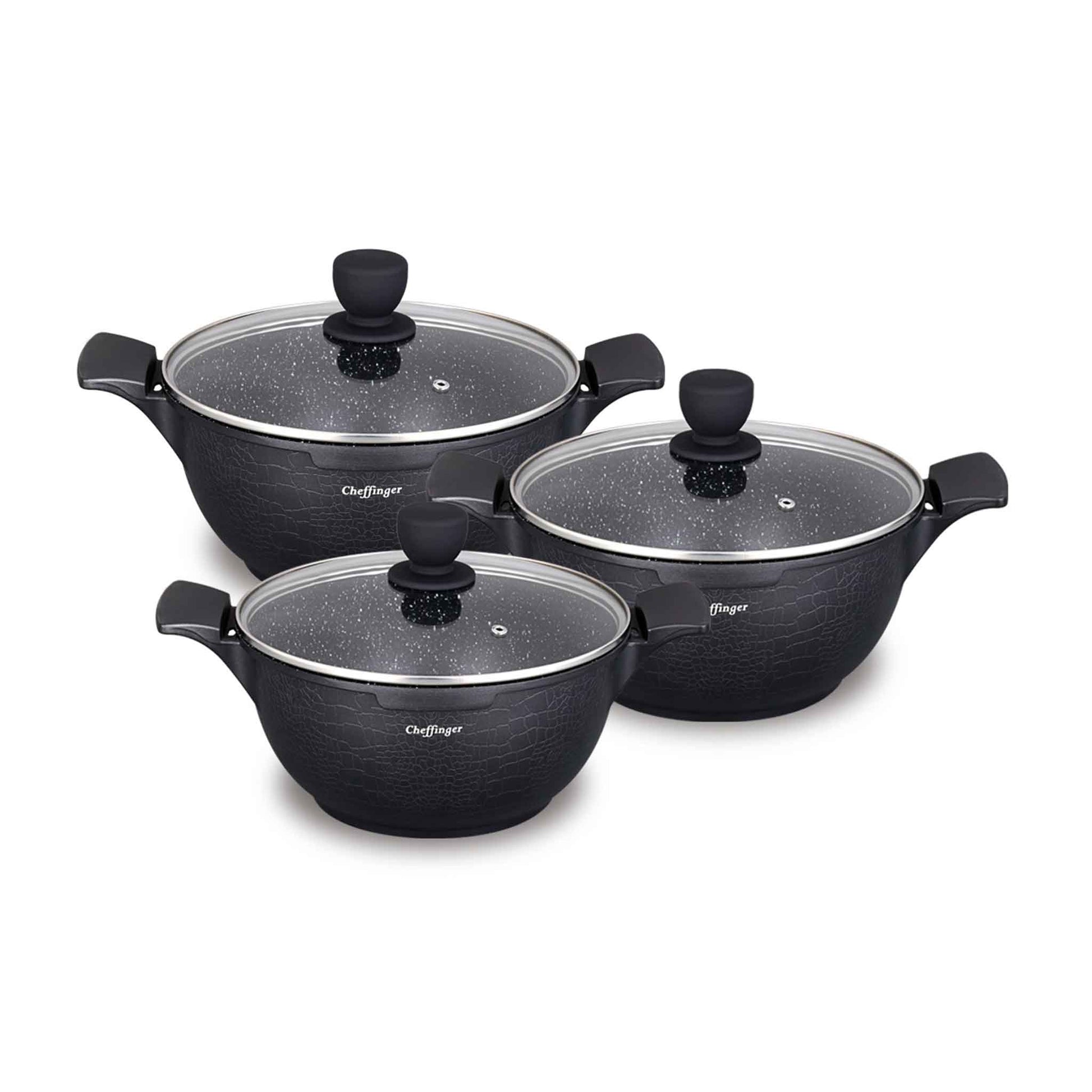 LC01- Kochtopfset 20-24-28cm 6-tlg Topf Induktion Alu Guss  Geschirr