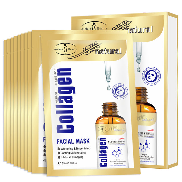 Feuchtigkeitsspendendes Hyaluronsäure-Kollagen-Gesichtsmaskenblatt Hydratation Hautpflege Anti-Aging-Blattmasken Erhellen Feste Maske für das Gesicht