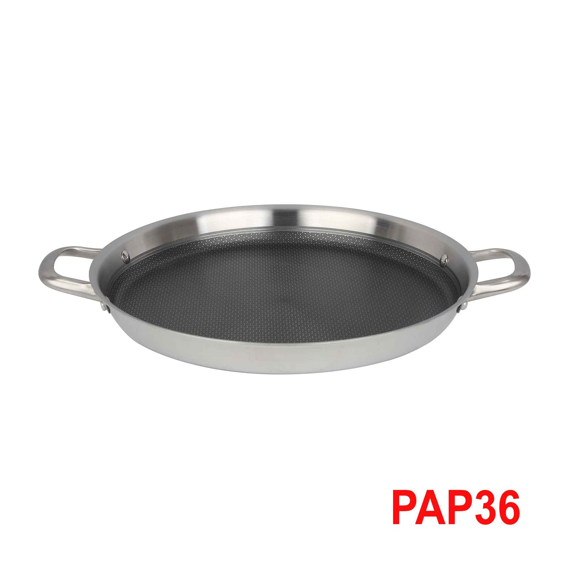 PAP36-Paella Pfanne Edelstahl Wabenstruktur Ø36cm Induktion Pfanne Anti Haft Kratzfest Rostfrei